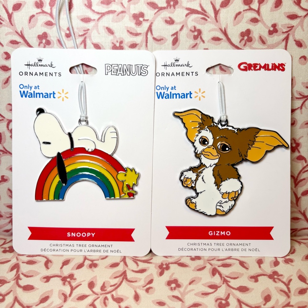 Hallmark Enameled Metal Peanuts and Gremlins Ornaments